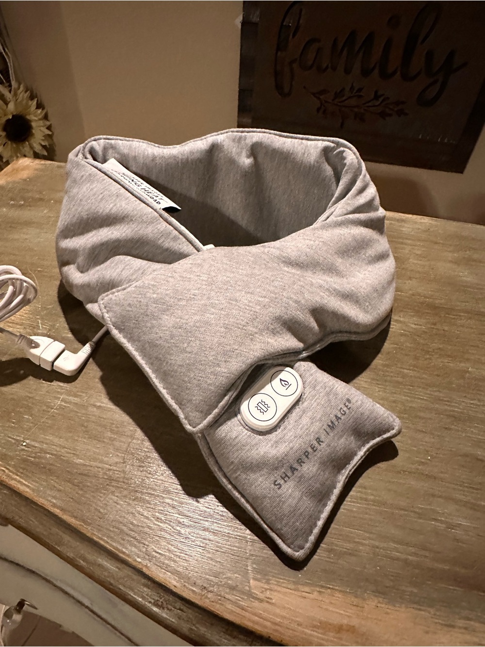 Sharper Image Gray Heated Neck & Shoulder Wrap with Controller